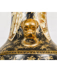 Inspired Black and Gold Vase with Family Scenes and Foo Dog Handles-12. Asian & Chinese Furniture, Art, Antiques, Vintage Home Décor for sale at FEA Home