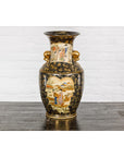 Inspired Black and Gold Vase with Family Scenes and Foo Dog Handles-13. Asian & Chinese Furniture, Art, Antiques, Vintage Home Décor for sale at FEA Home
