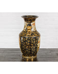Inspired Black and Gold Vase with Family Scenes and Foo Dog Handles-17. Asian & Chinese Furniture, Art, Antiques, Vintage Home Décor for sale at FEA Home