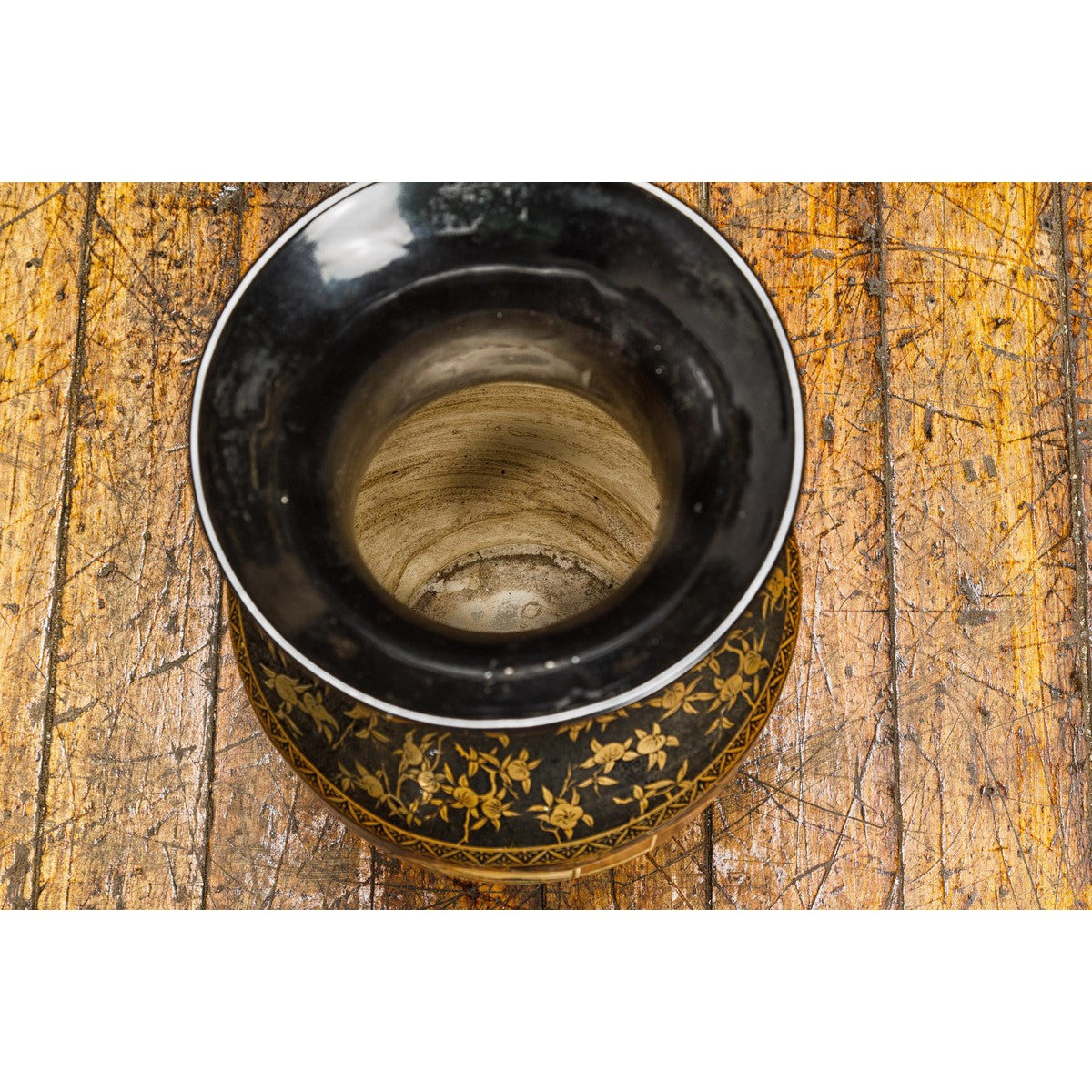 Inspired Black and Gold Vase with Family Scenes and Foo Dog Handles-18. Asian & Chinese Furniture, Art, Antiques, Vintage Home Décor for sale at FEA Home