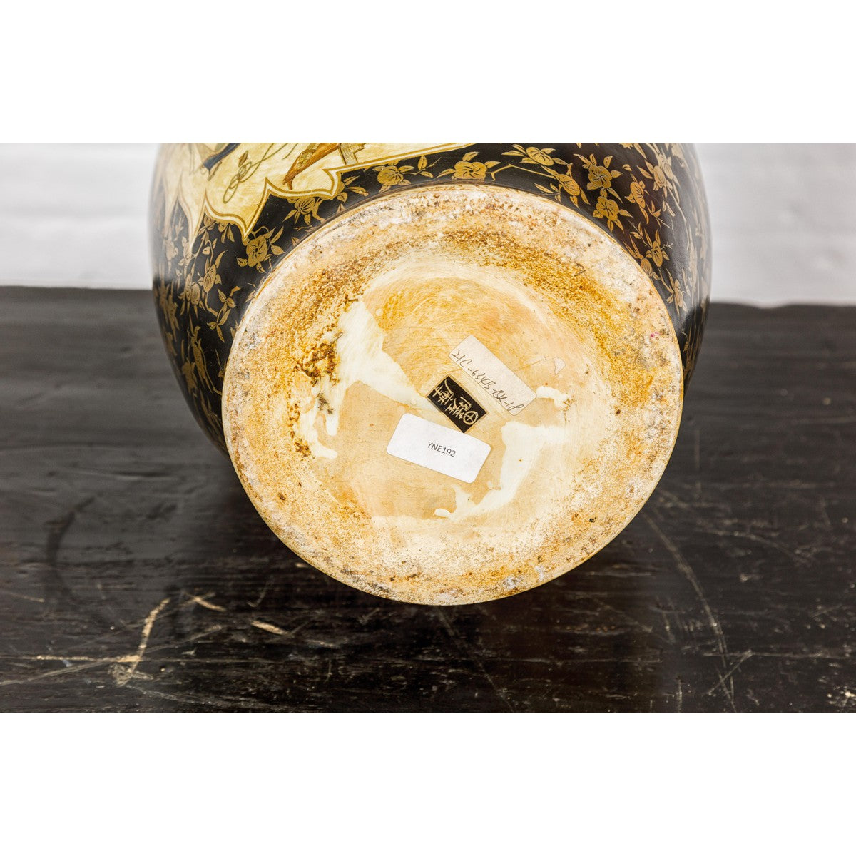Inspired Black and Gold Vase with Family Scenes and Foo Dog Handles-19. Asian & Chinese Furniture, Art, Antiques, Vintage Home Décor for sale at FEA Home