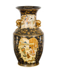 Inspired Black and Gold Vase with Family Scenes and Foo Dog Handles-20. Asian & Chinese Furniture, Art, Antiques, Vintage Home Décor for sale at FEA Home