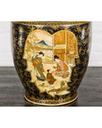 Inspired Black and Gold Vase with Family Scenes and Foo Dog Handles-5. Asian & Chinese Furniture, Art, Antiques, Vintage Home Décor for sale at FEA Home