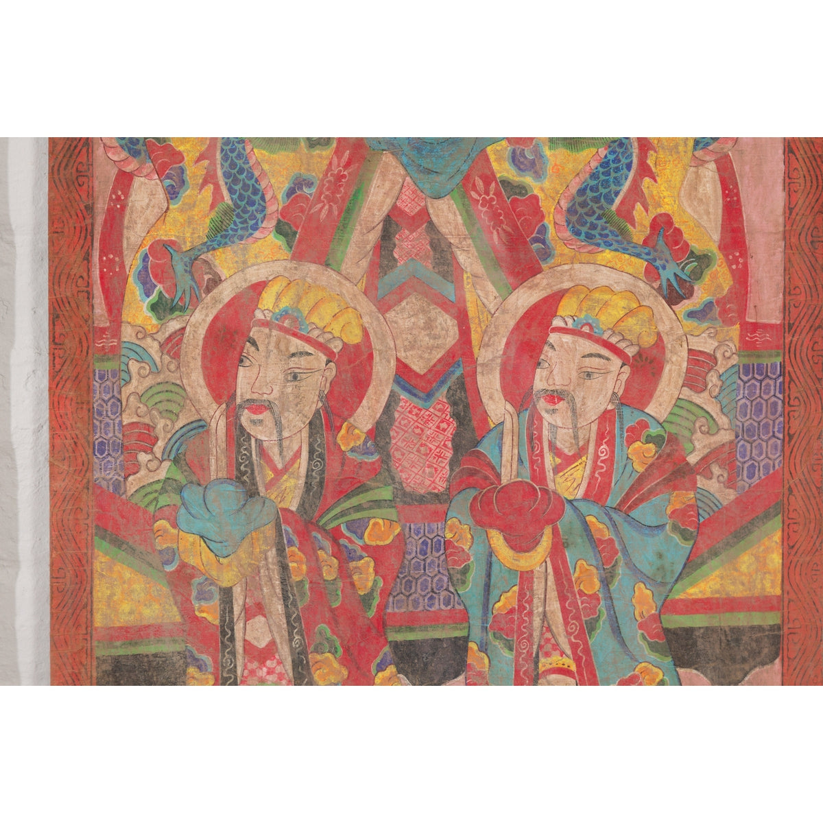 Mandarin Taoist Ceremonial Chinese Scroll Portrait Painting in Custom Frame-10. Asian & Chinese Furniture, Art, Antiques, Vintage Home Décor for sale at FEA Home