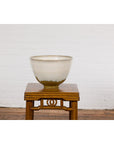Contemporary White & Brown Glazed Ceramic Bowl-11. Asian & Chinese Furniture, Art, Antiques, Vintage Home Décor for sale at FEA Home