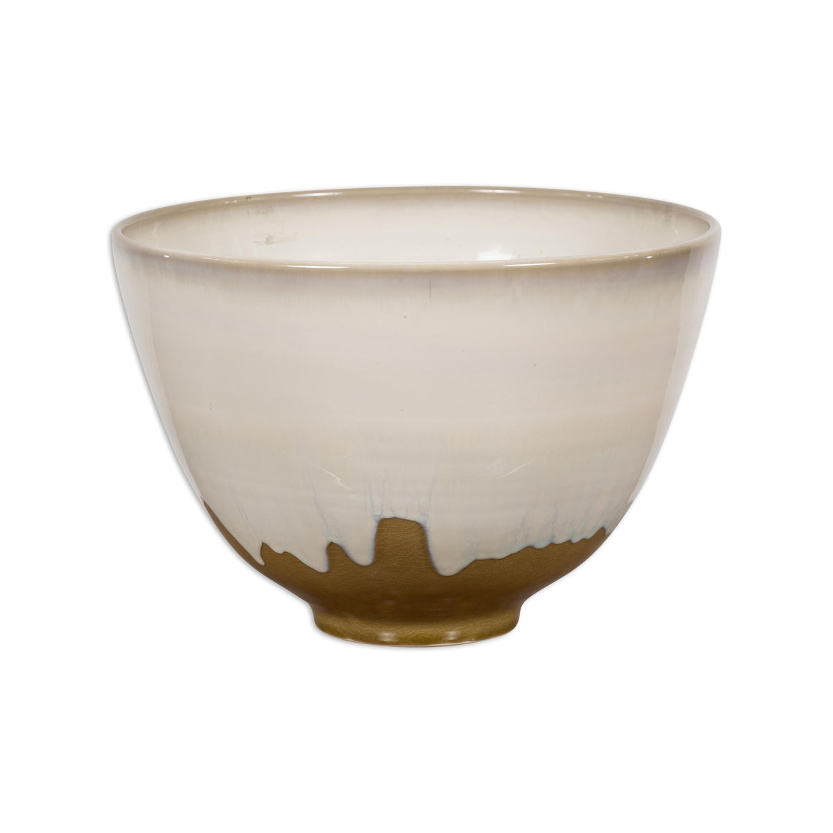 Contemporary White & Brown Glazed Ceramic Bowl-15. Asian & Chinese Furniture, Art, Antiques, Vintage Home Décor for sale at FEA Home