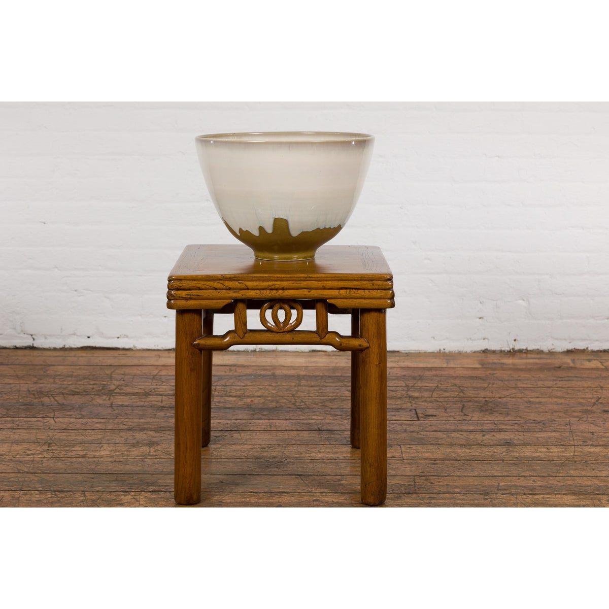 Contemporary White & Brown Glazed Ceramic Bowl-5. Asian & Chinese Furniture, Art, Antiques, Vintage Home Décor for sale at FEA Home