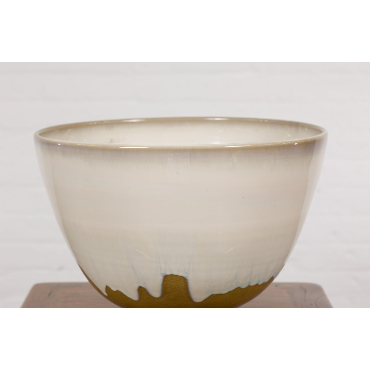 Contemporary White & Brown Glazed Ceramic Bowl-6. Asian & Chinese Furniture, Art, Antiques, Vintage Home Décor for sale at FEA Home