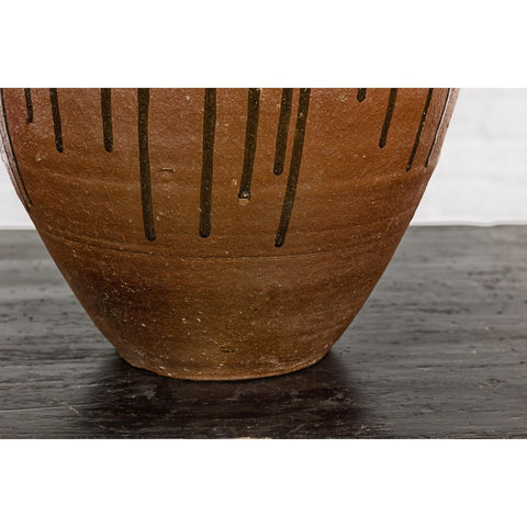 Tamba Ware Brown Glazed Ceramic Salt Pot Planter with Dripping-YNE724-8. Asian & Chinese Furniture, Art, Antiques, Vintage Home Décor for sale at FEA Home