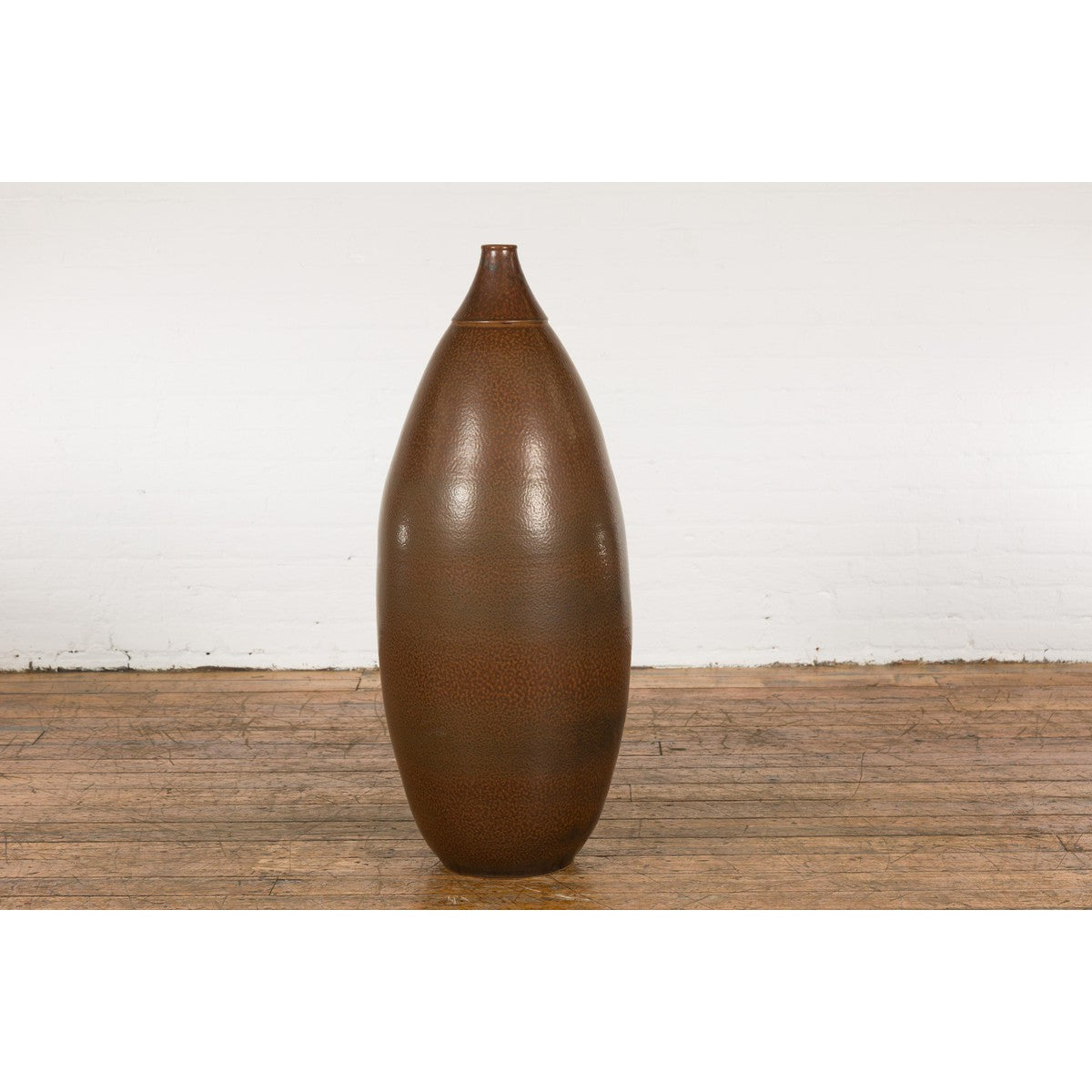 Large Brown Glazed Ceramic Vase with Mottled Finish-10. Asian & Chinese Furniture, Art, Antiques, Vintage Home Décor for sale at FEA Home