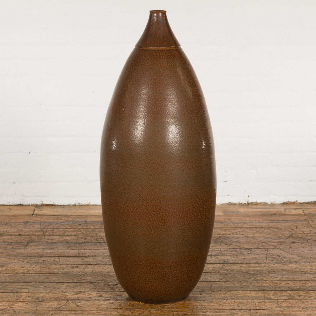 Large Brown Glazed Ceramic Vase with Mottled Finish-3. Asian & Chinese Furniture, Art, Antiques, Vintage Home Décor for sale at FEA Home