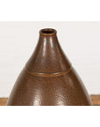 Large Brown Glazed Ceramic Vase with Mottled Finish-4. Asian & Chinese Furniture, Art, Antiques, Vintage Home Décor for sale at FEA Home