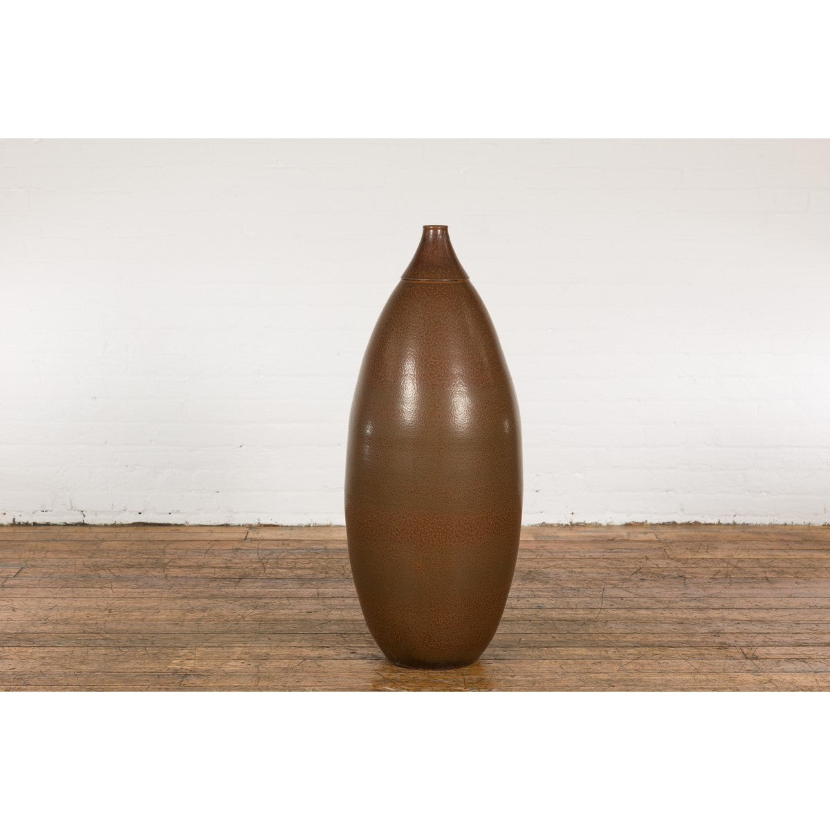 Large Brown Glazed Ceramic Vase with Mottled Finish-8. Asian & Chinese Furniture, Art, Antiques, Vintage Home Décor for sale at FEA Home