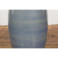 Tall Ceramic Blue Glazed Contemporary Vase