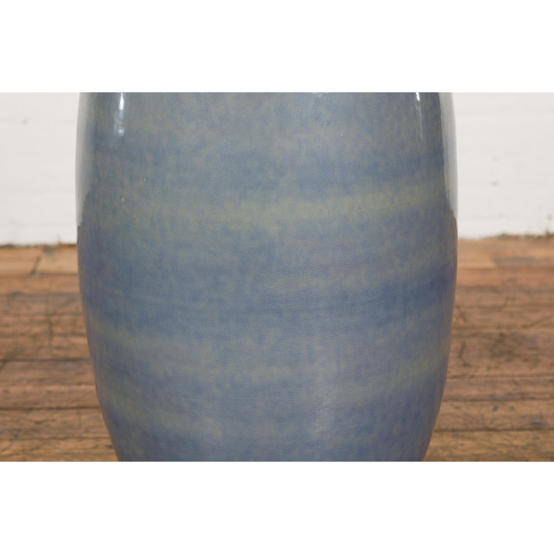 Tall Ceramic Blue Glazed Contemporary Vase-YNE791-10. Asian & Chinese Furniture, Art, Antiques, Vintage Home Décor for sale at FEA Home