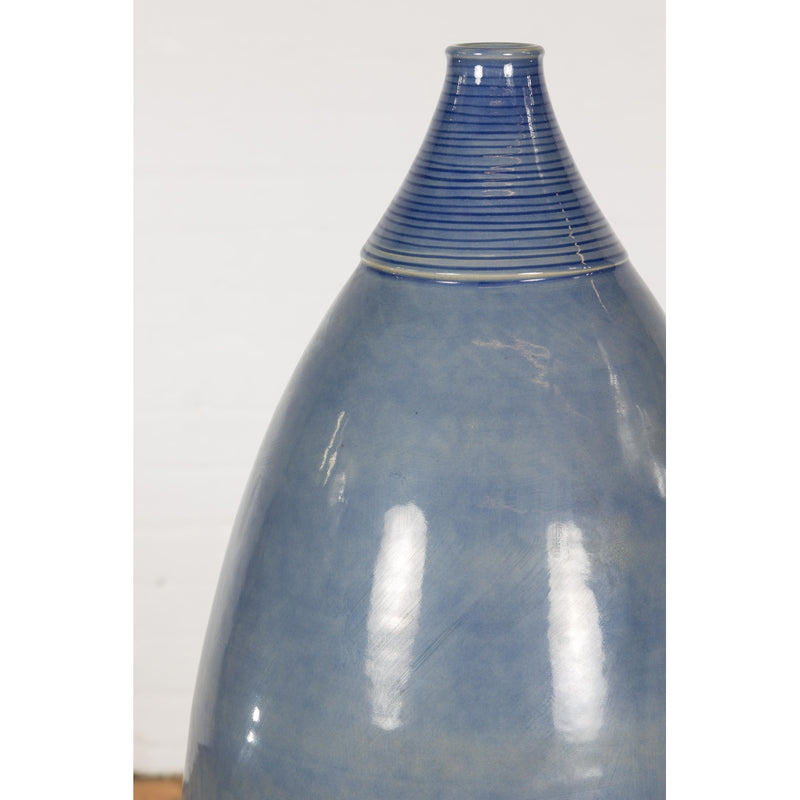 Tall Ceramic Blue Glazed Contemporary Vase-YNE791-12. Asian & Chinese Furniture, Art, Antiques, Vintage Home Décor for sale at FEA Home