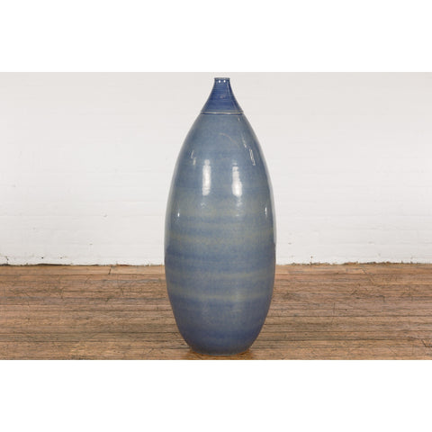 Tall Ceramic Blue Glazed Contemporary Vase-YNE791-14. Asian & Chinese Furniture, Art, Antiques, Vintage Home Décor for sale at FEA Home