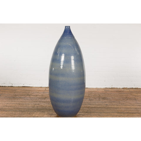 Tall Ceramic Blue Glazed Contemporary Vase-YNE791-15. Asian & Chinese Furniture, Art, Antiques, Vintage Home Décor for sale at FEA Home