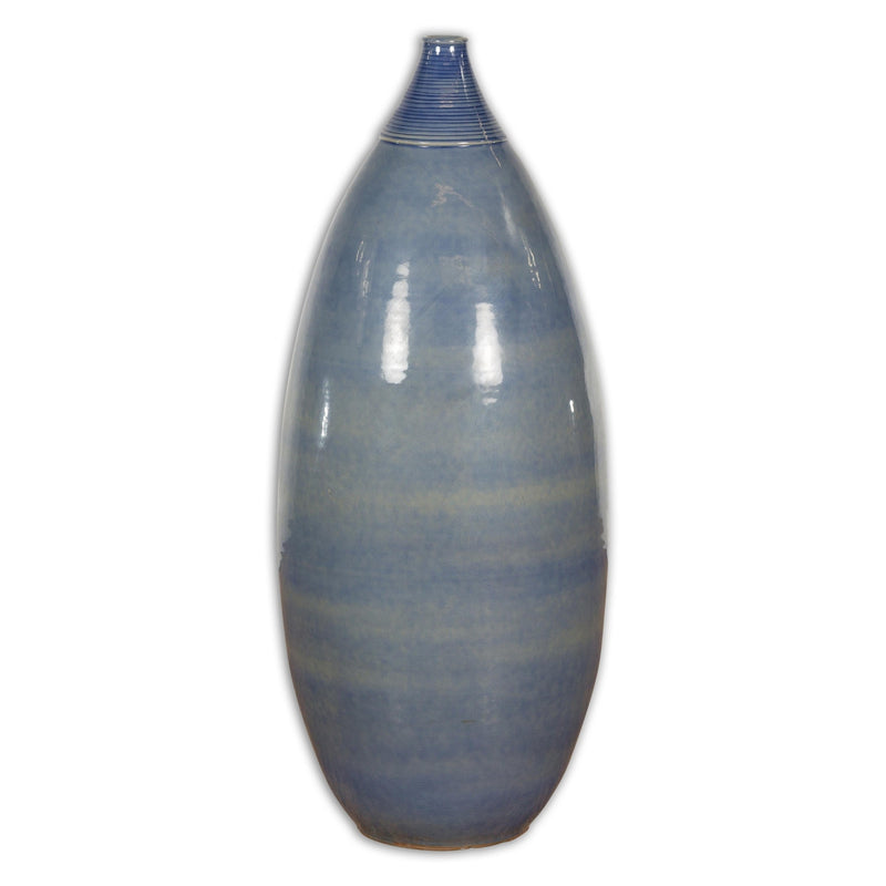 Tall Ceramic Blue Glazed Contemporary Vase-YNE791-18. Asian & Chinese Furniture, Art, Antiques, Vintage Home Décor for sale at FEA Home
