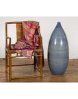 Tall Ceramic Blue Glazed Contemporary Vase-3. Asian & Chinese Furniture, Art, Antiques, Vintage Home Décor for sale at FEA Home