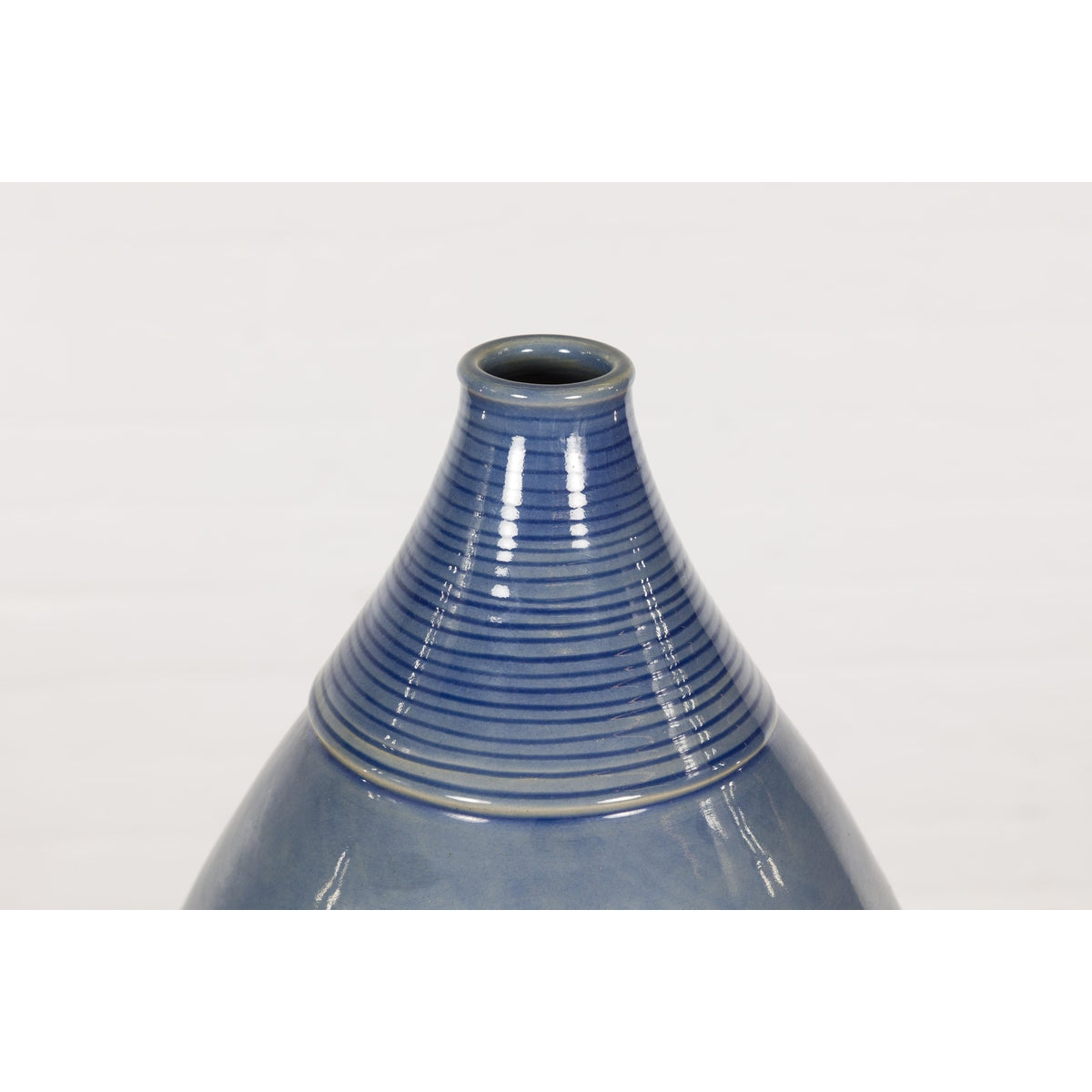 Tall Ceramic Blue Glazed Contemporary Vase-6. Asian & Chinese Furniture, Art, Antiques, Vintage Home Décor for sale at FEA Home
