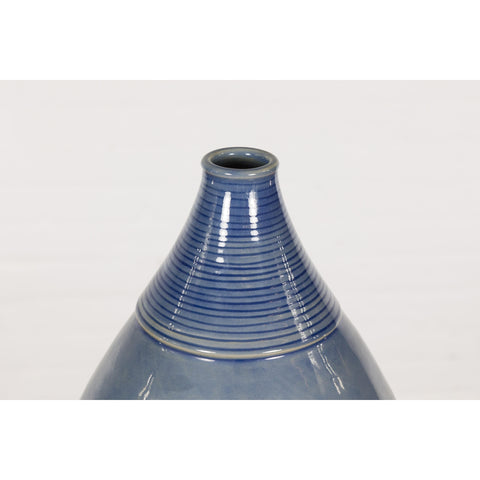 Tall Ceramic Blue Glazed Contemporary Vase-YNE791-6. Asian & Chinese Furniture, Art, Antiques, Vintage Home Décor for sale at FEA Home