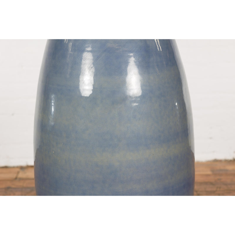 Tall Ceramic Blue Glazed Contemporary Vase-YNE791-9. Asian & Chinese Furniture, Art, Antiques, Vintage Home Décor for sale at FEA Home