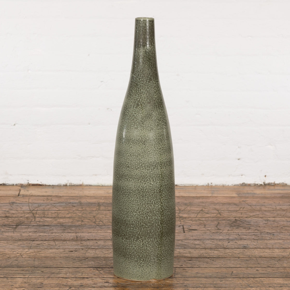 Prem Collection Green Glazed Vase with Green Finish and Blotched Accents-10. Asian & Chinese Furniture, Art, Antiques, Vintage Home Décor for sale at FEA Home