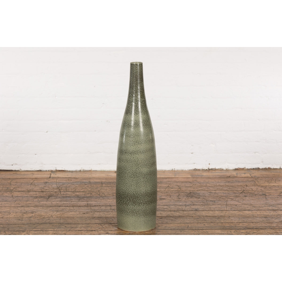 Prem Collection Green Glazed Vase with Green Finish and Blotched Accents-11. Asian & Chinese Furniture, Art, Antiques, Vintage Home Décor for sale at FEA Home