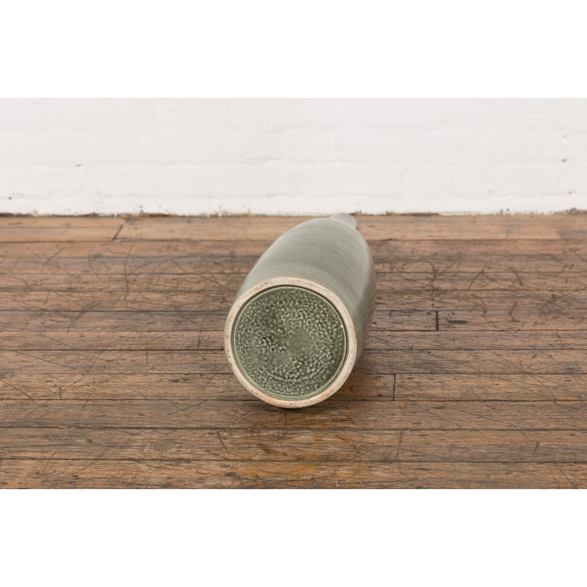 Prem Collection Green Glazed Vase with Green Finish and Blotched Accents-12. Asian & Chinese Furniture, Art, Antiques, Vintage Home Décor for sale at FEA Home