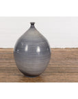 Prem Collection Hand Crafted Artisan Vase with Narrow Mouth and Blue Grey Glaze-2. Asian & Chinese Furniture, Art, Antiques, Vintage Home Décor for sale at FEA Home