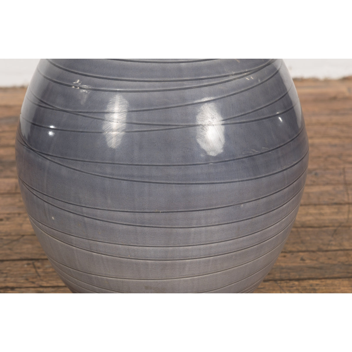 Prem Collection Hand Crafted Artisan Vase with Narrow Mouth and Blue Grey Glaze-7. Asian & Chinese Furniture, Art, Antiques, Vintage Home Décor for sale at FEA Home