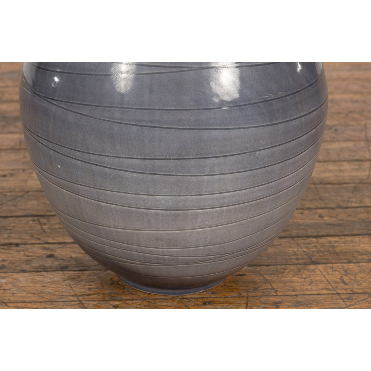 Prem Collection Hand Crafted Artisan Vase with Narrow Mouth and Blue Grey Glaze-8. Asian & Chinese Furniture, Art, Antiques, Vintage Home Décor for sale at FEA Home