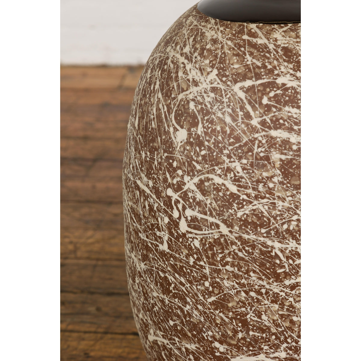 Large Brown & Splattered White Ceramic Decorative Vase-10. Asian & Chinese Furniture, Art, Antiques, Vintage Home Décor for sale at FEA Home