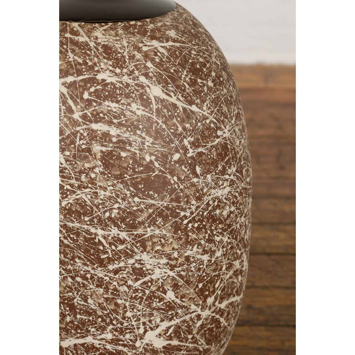 Large Brown & Splattered White Ceramic Decorative Vase-11. Asian & Chinese Furniture, Art, Antiques, Vintage Home Décor for sale at FEA Home