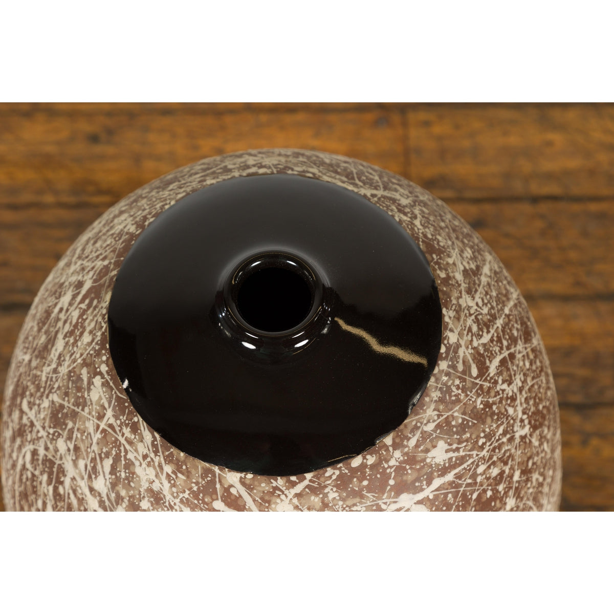 Large Brown & Splattered White Ceramic Decorative Vase-12. Asian & Chinese Furniture, Art, Antiques, Vintage Home Décor for sale at FEA Home