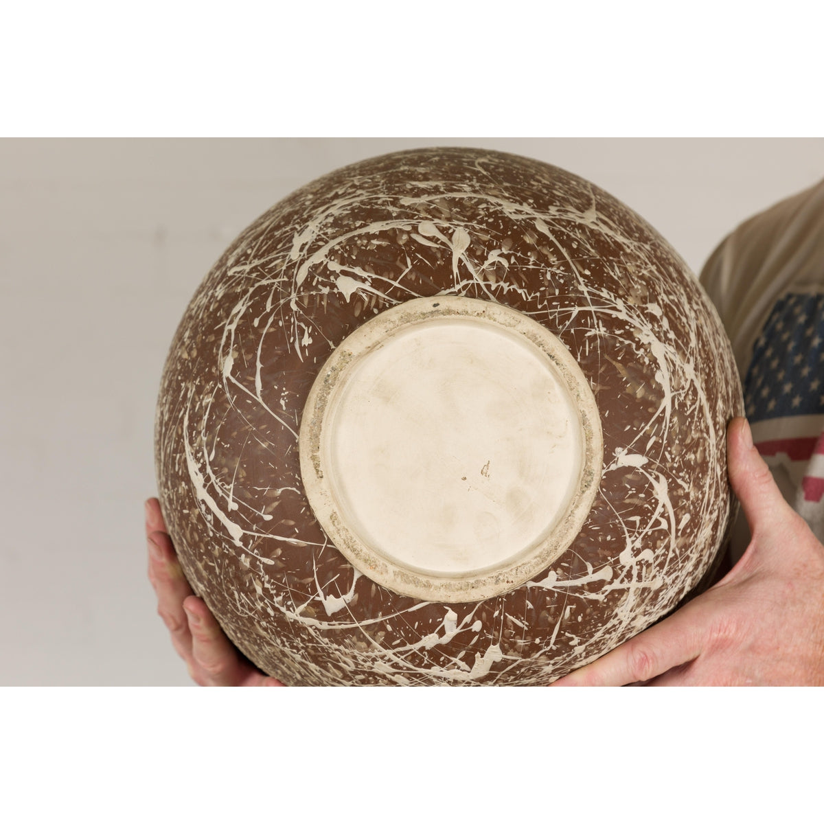 Large Brown & Splattered White Ceramic Decorative Vase-16. Asian & Chinese Furniture, Art, Antiques, Vintage Home Décor for sale at FEA Home