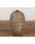 Large Brown & Splattered White Ceramic Decorative Vase-4. Asian & Chinese Furniture, Art, Antiques, Vintage Home Décor for sale at FEA Home