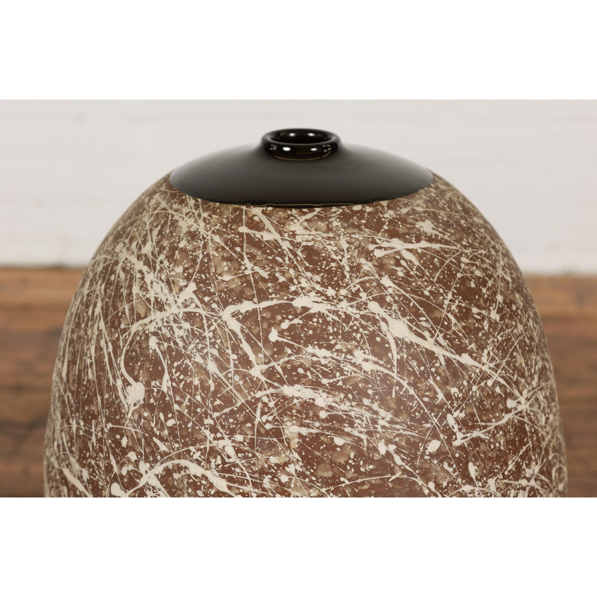 Large Brown & Splattered White Ceramic Decorative Vase-6. Asian & Chinese Furniture, Art, Antiques, Vintage Home Décor for sale at FEA Home