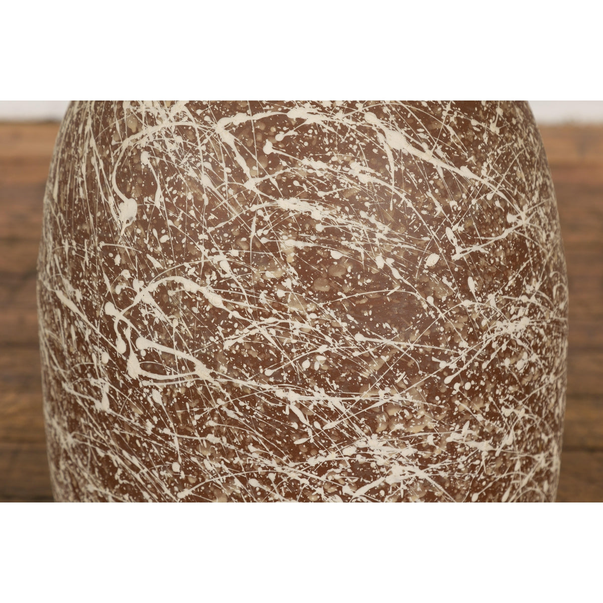 Large Brown & Splattered White Ceramic Decorative Vase-7. Asian & Chinese Furniture, Art, Antiques, Vintage Home Décor for sale at FEA Home