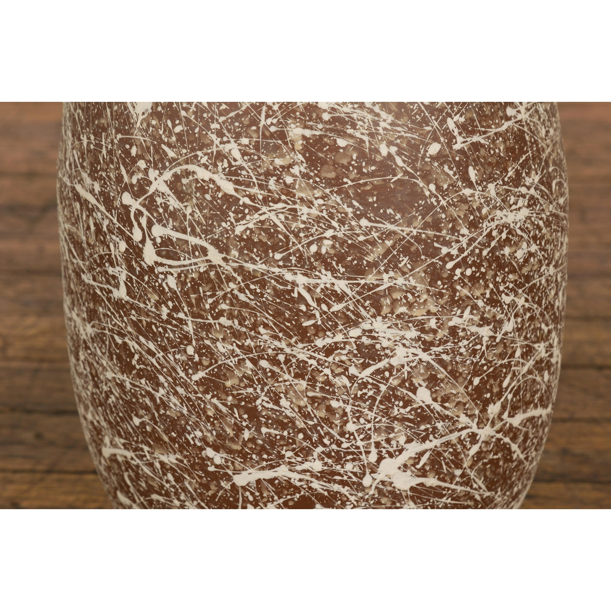 Large Brown & Splattered White Ceramic Decorative Vase-8. Asian & Chinese Furniture, Art, Antiques, Vintage Home Décor for sale at FEA Home