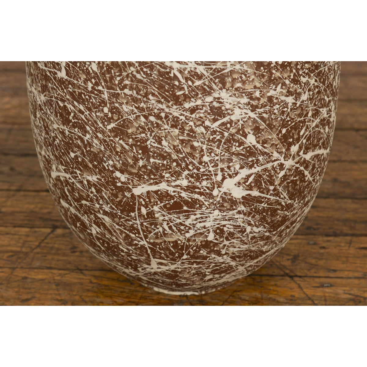 Large Brown & Splattered White Ceramic Decorative Vase-9. Asian & Chinese Furniture, Art, Antiques, Vintage Home Décor for sale at FEA Home