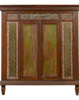 Large 19th Century Cabinet with Carved Floral Motifs and Distressed Verde Finish-1. Asian & Chinese Furniture, Art, Antiques, Vintage Home Décor for sale at FEA Home
