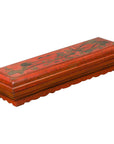 Chinese Qing Dynasty Red Lacquered Scroll Box with Distressed Gold Chinoiserie-1. Asian & Chinese Furniture, Art, Antiques, Vintage Home Décor for sale at FEA Home