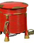 Japanese Taishō Red Lacquered Hokai Box with Brass Accents and Original Rope-1. Asian & Chinese Furniture, Art, Antiques, Vintage Home Décor for sale at FEA Home