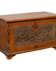 Indonesian Vintage Wooden Blanket Chest with Carved Foliage and Floral Motifs-1. Asian & Chinese Furniture, Art, Antiques, Vintage Home Décor for sale at FEA Home