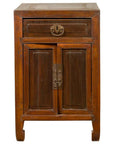 Vintage Chinese Midcentury Two-Toned Side Table with Drawer and Double Doors-1. Asian & Chinese Furniture, Art, Antiques, Vintage Home Décor for sale at FEA Home