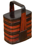 Chinese Red and Black Lacquered Tiered Lunch Box with Handle and Calligraphy-1. Asian & Chinese Furniture, Art, Antiques, Vintage Home Décor for sale at FEA Home