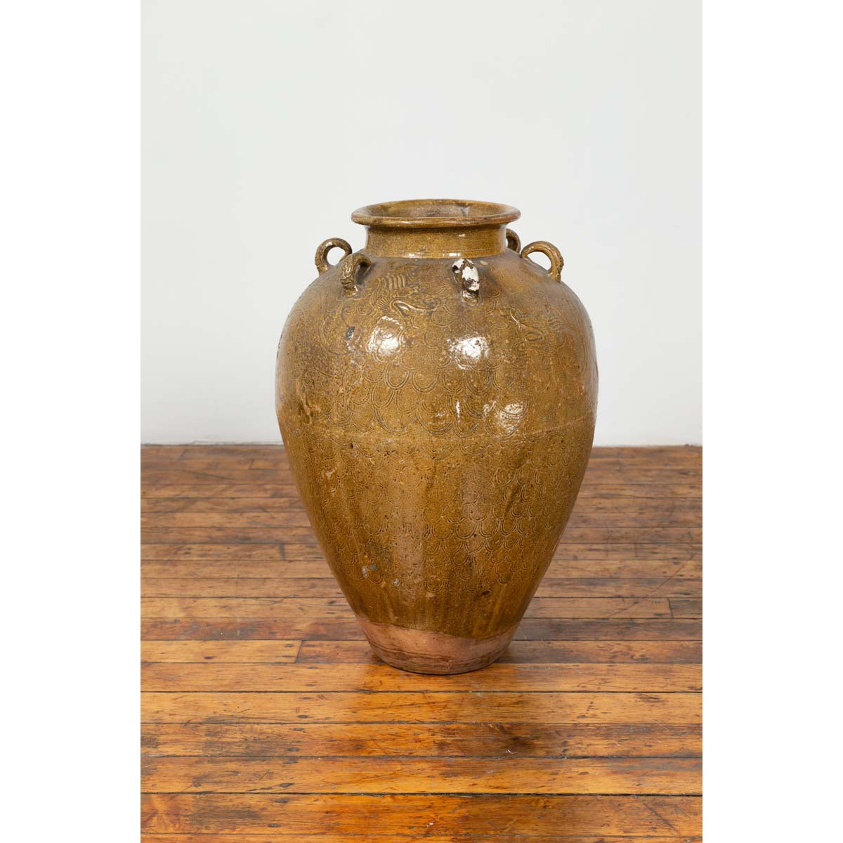 19th Century South-Eastern Martaban Water Jar with Dragon Motifs and Handles-13. Asian & Chinese Furniture, Art, Antiques, Vintage Home Décor for sale at FEA Home