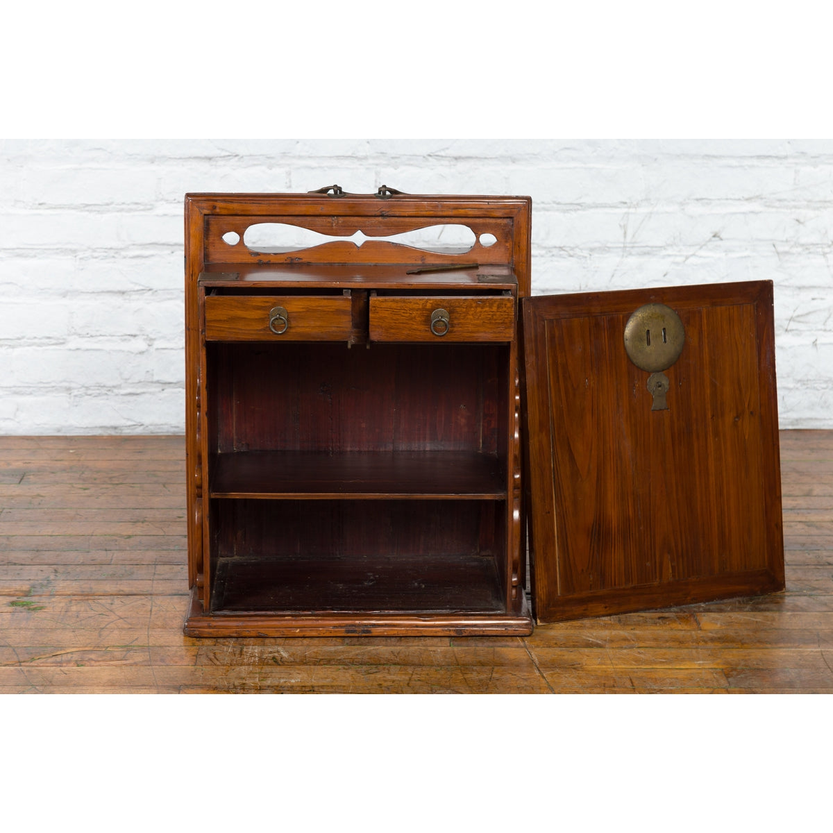19th Century Traveler's Chest with Removable Door and Interior Drawers-4. Asian & Chinese Furniture, Art, Antiques, Vintage Home Décor for sale at FEA Home